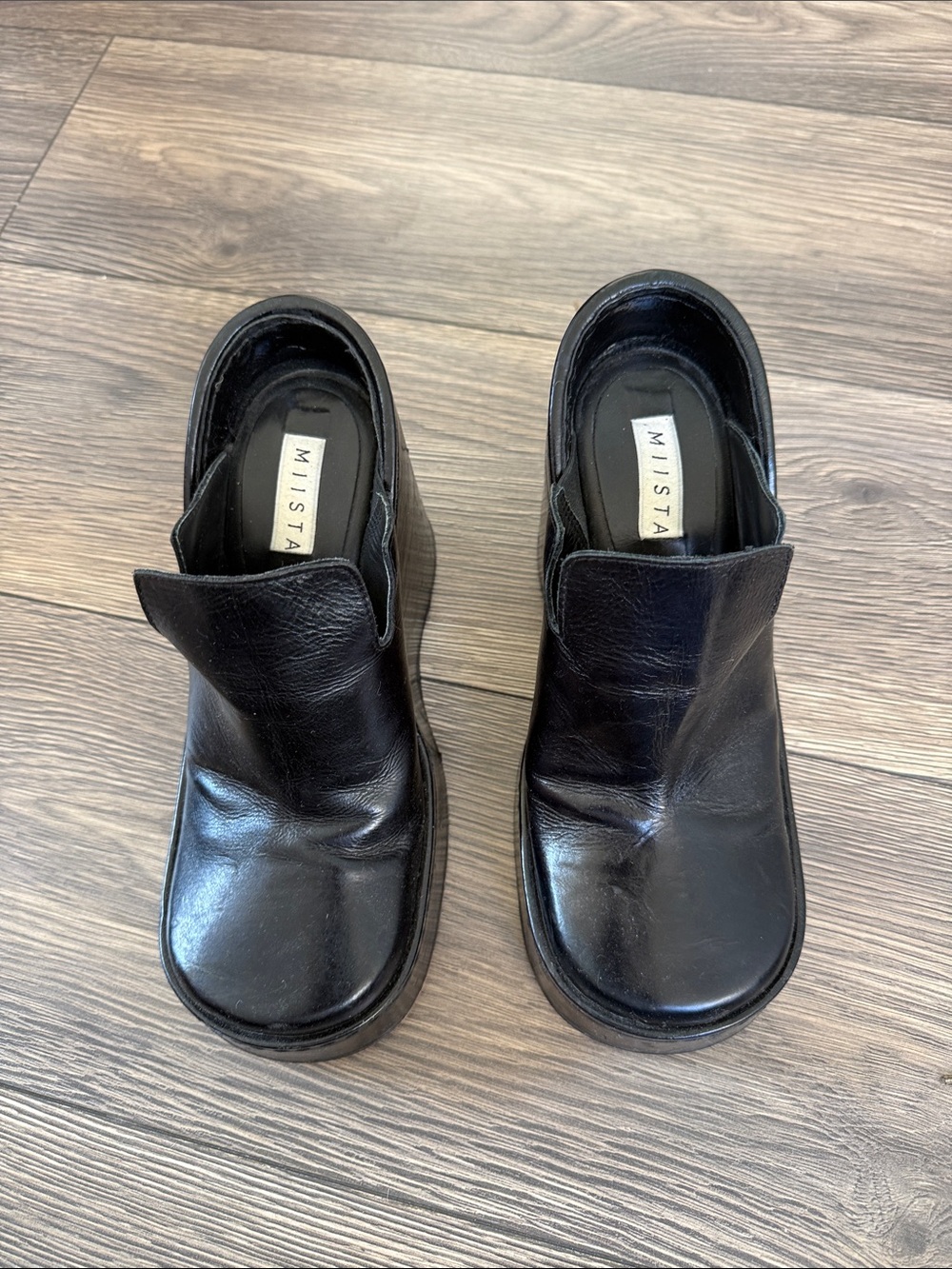 Miista Black Leather Sculptural Platform Wedge Booties Shoes EU 37 or US 7 - Picture 3 of 16